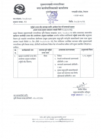 गहुँको उन्नत बीउ मागका लागि आवेदन पेश गर्ने सम्बन्धि सूचना ।