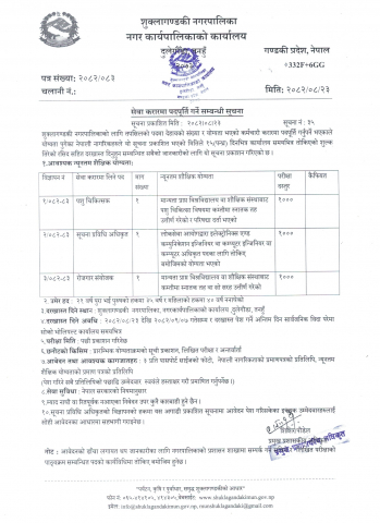 सेवा करारमा पदपूर्ति गर्ने सम्बन्धी सूचना ।