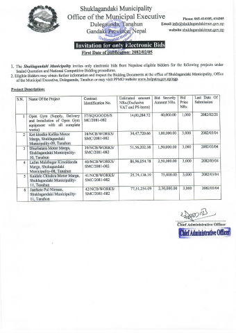 Invitation for only Electronic Bids